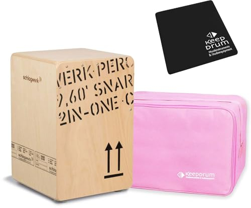 Schlagwerk CP403 Natur Cajon Medium + keepdrum Tasche Pink + Sitz-Pad