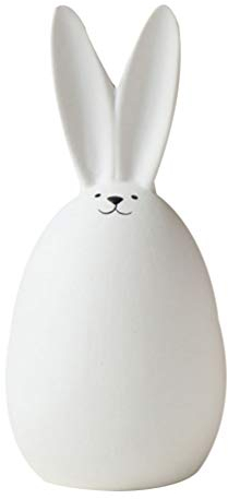 WINOMO Ceramic Bunny Figurine Porcelain Easter Rabbit Statue Figure Collectible Sculpture Craft Ornament for Desktop Home Office Easter Day Decor White