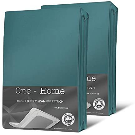 one-home 2 Boxspringbett Bettlaken Petrol 180x200-200x220 cm Heavy Jersey Baumwolle