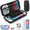 HEYSTOP Pochette pour Nintendo Switch Modèle OLED, Protection pour Switch OLED Coque Switch OLED Kit Accessoires Housse pour Nintendo Switch OLED avac Ecran Verre Trempé et Poignées Couvre Pouce