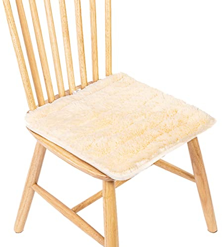 HotYou Kunstpelz Stuhlkissen - Sitzkissen für Gartenstuhl, Küche oder Esszimmerstuhl - Bequeme Indoor&Outdoor Stuhlauflage als Stuhl Kissen,Beige Weiß,40 * 40 cm