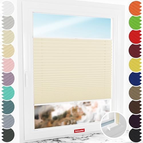 Schuette® Plissee mit Bohren zum Anschrauben ● Thermo Kollektion: Milk Tea (Beige) ● 110x200cm (Breite x Höhe) ● Suprafix Faltrollo Befestigung ● Bequeme Rollo Montage inkl. Video