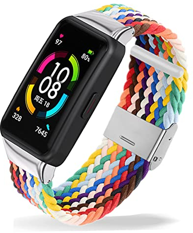 Cinturino in nylon compatibile con Huawei Band 6 / Honor Band 6 Cinturino per Uomo Donna Sport Tessuto di ricambio con Fibbia Cinturino Regolabile per Huawei Band 6 / Honor Band 6 (Arcobaleno)
