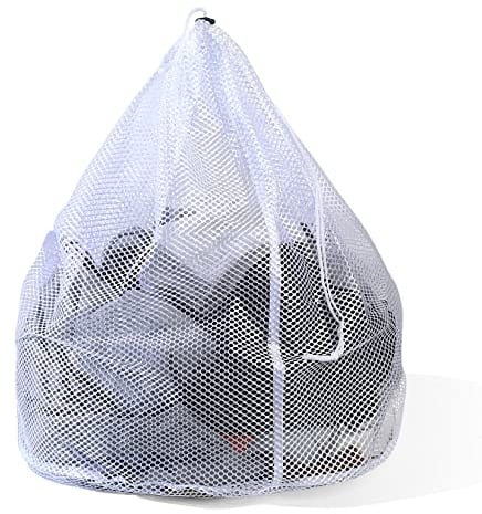 Peygre Mesh Laundry Wash Bag, Drawstring, 60x80 cm, White, Polyester, Clothes, Beddings, Curtain, Large Laundry Bags