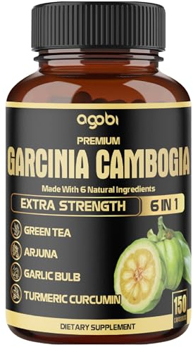 Premium Garcinia Cambogia Capsules with Green Tea, Arjuna, Garlic, Turmeric, Black Pepper - Body Health & Immune Support Supplement - 1 Pack 150 Caps for 5 Months