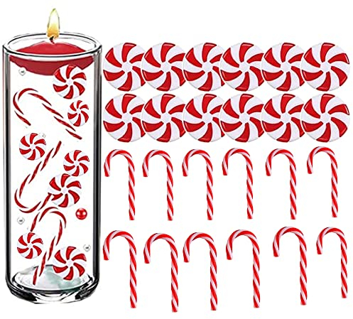 QIUMING Acryl Christbaumschmuck Anhänger DIY Rot Und Weiß Hängen Anhänger Weihnachten Lutscher Ornament Zuckerstangen Weihnachtsbaumschmuck für Weihnachten, Familien-Süßigkeiten-Party
