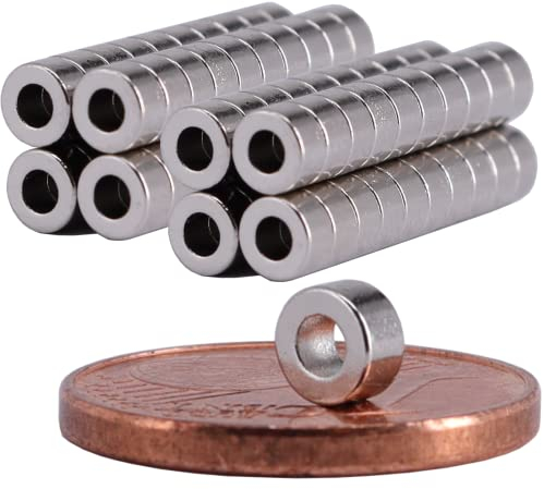 Neodym Magnet Ring N52 Magnetring 4mm x 2mm Mit 2mm Loch Bohrung - Mini Magnete Ringemagnet - Magnetscheibe Rund (80)