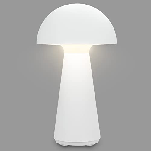 BRILONER - LED Tischlampe kabellos mit Touch, dimmbar in Stufen, warmweiße Lichtfarbe, Nachttischlampe, Leselampe, LED Lampe, Campinglampe, Tischleuchte, Akkulampe, Outdoor Lampe, 28x16 cm, Weiß