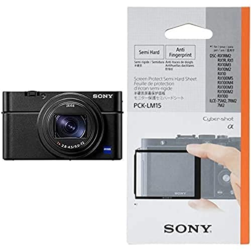 Sony RX100 VII | Premium Bridge-Kamera (1 Zoll-Sensor, 24-200 mm F2.8-4.5 Zeiss-Objektiv, Auto-Augenautofokus, 4K-Filmaufnahmen und neigbares Display) + Displayschutz