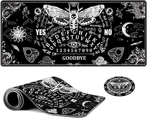 Large Gaming Mouse Pad, EDGFRTOIO Death Moth Spirit Board Design Computer Keyboard Mat Desk Mousepad, Full Desk Extended XXL Mouse Pad 35.5 X 15.75 w/Stitched Edges Non-Slip for Office Home Gamer