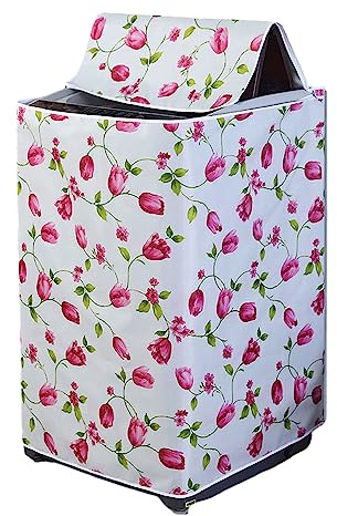 Odot Housse de Protection pour Machine à Laver Chargement par Le Haut, Couvre-Machine Protecteur Anti-Poussière Couverture pour Machine Lave-Linge et Sèche-Linge (Tulipe,Capacité S ~7KG)