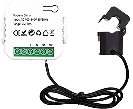 Iegefirm Tuya Smart Life WiFi Medidor de 80A con Abrazadera de Transformador de Corriente KWh Monitor de Potencia EstadíSticas de Electricidad 110V 230V