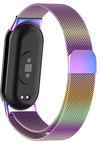 Bracelet Métal Magnétique pour Xiaomi Mi Band 8/9 - Bracelet de Remplacement Ajustable en Acier Inoxydable pour Homme et Femme - Compatible avec Xiaomi Smart Band 8/9