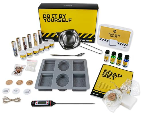 DIBYS Kit Sapone Fai Da Te Creativo per Bambini & Adulti | Sapone di Glicerina Bianca senza SLS come Base | Set Completo per Fare Saponette con Oli Profumati, Coloranti & Erbe | Idee Regalo Creative