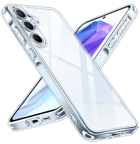 ivoler Anti-Jaunissement HD Clair Coque pour Samsung Galaxy A55 5G, [Protection Caméra] Mince Transparent Étui de Protection en Silicone Antichoc, Rigide PC Bumper Housse
