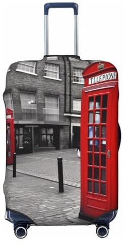 Gepäckabdeckung, Motiv: London, rote Telefonzelle, bedruckt, Koffer-Schutz, elastisch, waschbar, Reisekoffer-Abdeckung, passend für 45,7-81,3 cm große Koffer