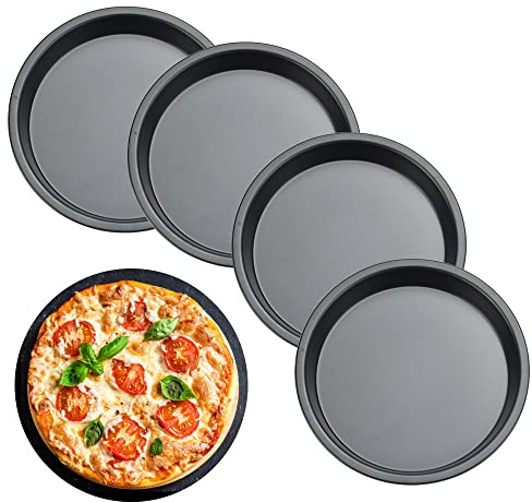 XZEIT Lot de 4 Plats à Tarte individuels - Mini Plats à Tarte de 15,2 cm - Moules à Tarte Ronds antiadhésifs pour cheesecakes, Tarte, Pizza