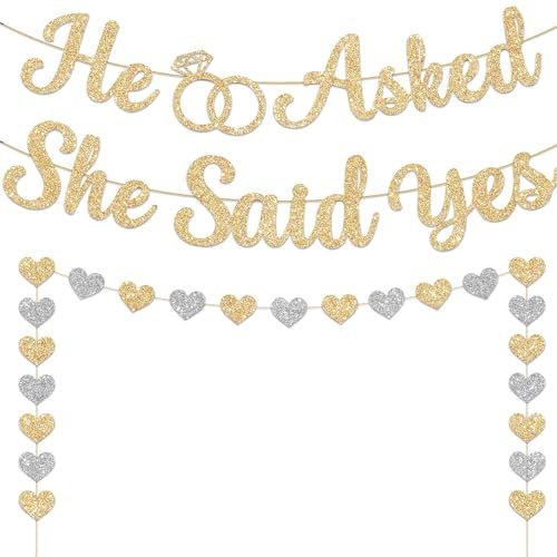 Banner She said yes, goldfarben