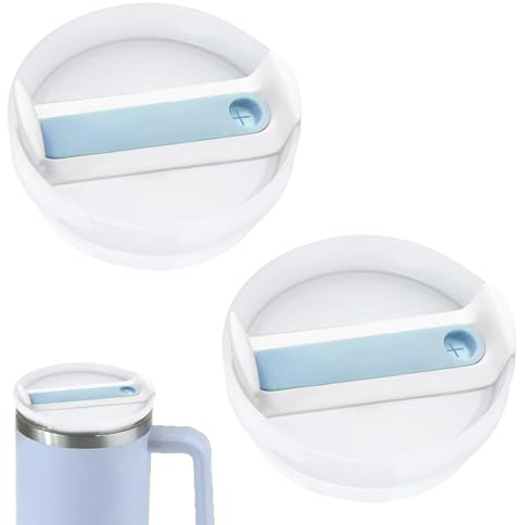 Stanley 40 OZ Tumbler Lid Replacement - 2 Pack Clear & Opaque Blue Spill Proof Covers