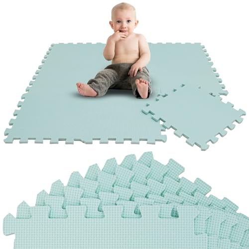 LittleTom 9 Teile Spielmatte Baby Puzzlematte ab Null - 30 x 30 cm Krabbelmatte Bodenmatte Kinder - Puzzle Teppich Kinderzimmer Matte - Outdoor Bodenschutzmatte Spielteppich - EVA Schaumstoff Isomatte