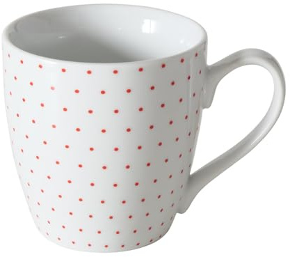 Arinosa Tasse Landhaus Kaffeebecher Jumbobecher Weiß Rot Pünktchen Keramik 480ml