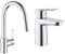 GROHE Robinet de cuisine évier Get, Robinet avec douchette extractible, Bec en forme & Mitigeur Lavabo Bauloop 23335000 (Import Allemagne), Chromé, Ancienne version