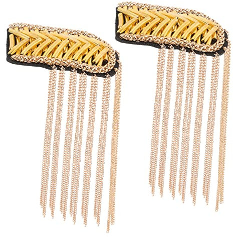Gogogmee 2stücke Teiliges Goldener Metall Quasten Epauletten Mit Ketten Dekorative Schulterabzeichen Für Kostümzubehör Damen Und Herren Fransen-schulterverzierung Für Uniformen Und Party-