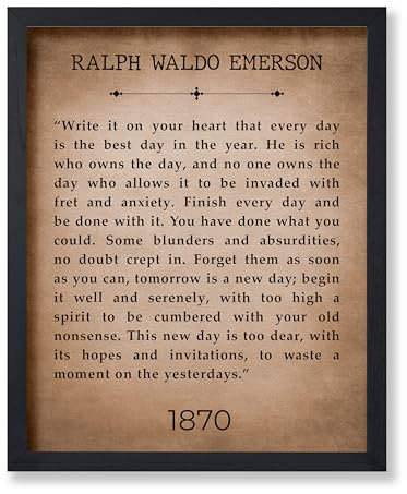 Poster Master Ralph Waldo Emerson Poster – Write it On Your Heart Print – Motivierendes Zitat Kunst – inspirierendes Geschenk für Männer und Frauen – Typografie-Dekoration für Schlafzimmer, Wohnzimmer