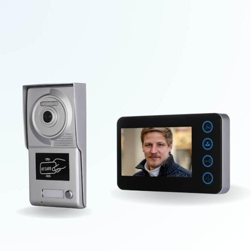 BT Security Portier interphone vidéo Neo 2 Fils pour 2 entrées - 1 Appartement - 2 platines - 1 écran Noir - avec Lecteur de Badge