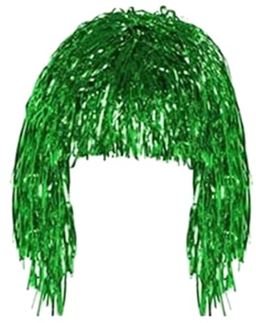 fxwtich Festliche Atmosphäre Perücke Dekoration Erwachsene Metallic Cosplay Supplies Disco Folie Lametta Glänzende Party für Grün