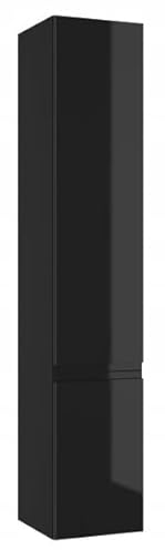 .Deftrans Domodomo Hängender Badhochschrank schwarz glänzend 157 x 30 cm Modus Aufbewahrungsschrank, schwarz glänzend, Badschrank, Regale