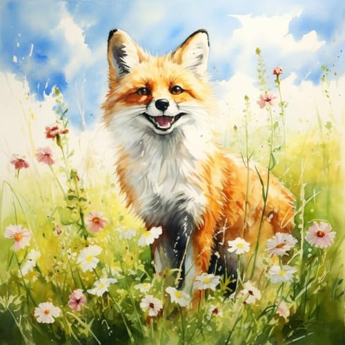 Acudotr Fuchs Diamond Art Erwachsene Set, DIY Wohndekoration 30x30cm | 5D DIY Diamantmalerei Sets, Runde Vollbohrer, Einfach für Anfänger, Vollständiges Zubehörset, Geeignet als Geschenk