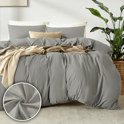 puredown Bettbezüge 155x200cm + 2er Kissenbazug 80x80cm - Mikrofaser Atmungsaktive Superweich, Oeko-Tex Bettwäsche-Sets, 3 teilig, Taupe