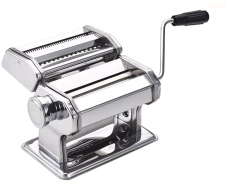 Pasta Maker Machine, Manual Pasta Makers Adjustable Thickness Settings, Noodles Maker with Aluminum Alloy Rollers and Cutter for Spaghetti, Fettuccini, Lasagna, Dumpling Skins (with Brush)