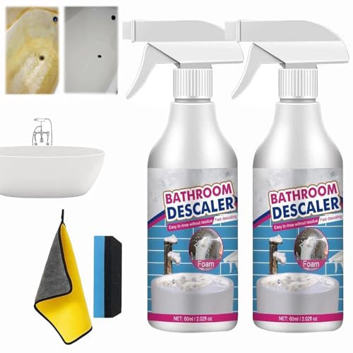 Qosneoun Badezimmer Reiniger Schaum, Reiniger Für Hartnäckige Flecken, Badezimmerentkalker-Schaumreiniger, Stubborn Stains Cleaner, Kalk Und Schmutz Badreiniger Spray (2)