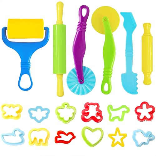 Playdough Set,Playdough,18 Pcs Playdough Accessories,Smart Clay Playdough Sets Rollers Cutters Extruders Kit,Kids DIY Creation Play Dough Set for Toddlers Boys Girls for 14+ Years Old