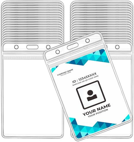 JIANTA 55 Stück Kartenhüllen Wasserdicht Ausweiskarte Schutzhülle, Ausweisehalter Ausweisehülle Transparent für Werke, Fabrik, Büro, Schule für Ausweise Karten