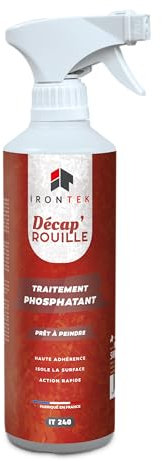 Décap'Rouille Traitement Phosphatant | IRONTEK | 500 ML | Traitement Rouille, neutralise oxydation, dégraisse | Action Rapide, Surface Stable, Triple Action | prêt à Peindre