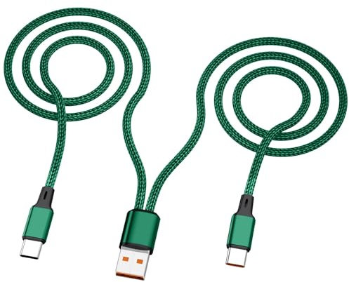 Câble de charge multi-USB C, 1,2 m, 2 en 1, type C, double répartiteur, chargeur USB C, câble en nylon, USB A vers double port USB C, compatible avec iPhone 16/15, iPad, Samsung S24, Google, Android,