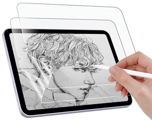 Tasnme Paquete de 2 protectores de pantalla de papel para iPad Mini 7 (A17 Pro) 2024 / iPad Mini 6 2021 de 8.3 pulgadas, película PET mate para dibujar y escribir como en papel, antirreflejos y