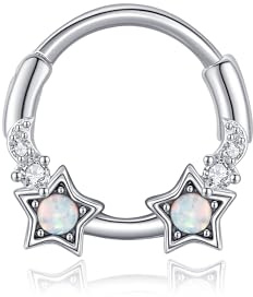 DAYLINLOVE Septum Ring 925 Sterling Silber 16g Rose/Mondstern/Dreifachmond/Schläger/Schwarzer Fledermaus Septum Nasenring Knorpel Daith Piercing Schmuckgeschenke für Damen Mädchen Mama Oma