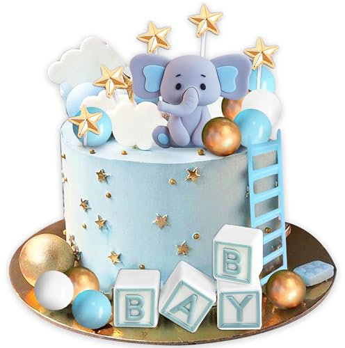 23 Stück Tortendeko Elefant kuchen Topper Kugeln Dekoration für Baby Boy Geburtstag Party Geschlecht Reveal Baby Shower Party Supplies
