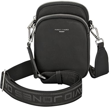 David Jones - Damen Handy Umhängetasche - Kleine Handytasche Nylon & PU Leder - Smartphone Schultertasche - Phone Tasche zum Umhängen Telefon Crossbody Bag - Arbeit Reise Sport Abend Alltag