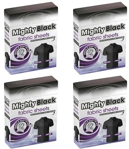 4 Pack Bundle - HadcoSwirl Mighty Black Fabric Sheets (4x 12). Handy Sheets To Revitalize Black And Dark Colours. A Hadco Bundle.