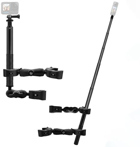 WEWOGA Motorcycle Mount Kit with 47 Invisible Stick Bike Handlebar Holder Compatible for Insta360 X5 X4 X3 X2 X ONE RS R, with Dual Ball Heads, Super Clamps, Action Camera Adapter Cycling Videos UTV