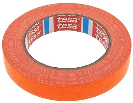 Tesa 4671- Ruban Fluo adhésif toile Gaffer Tissu enduit en PE coloré, Épais, Intérieur et Extérieur Très adhésif pour Arts et Spectacles Signalisation - 19 mm x 25 m (orange fluo)