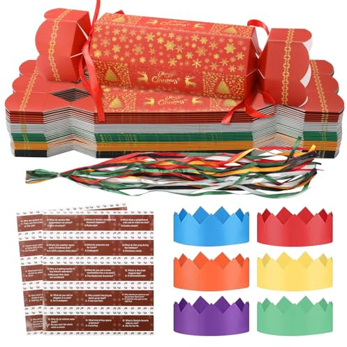 Joyesplay Christmas Crackers Knallbonbon Weihnachten Weihnachtsknallbonbons Weihnachtsessen Brettspiele Geschenkbox Weihnachten Party Tischdeko (Rot 2)