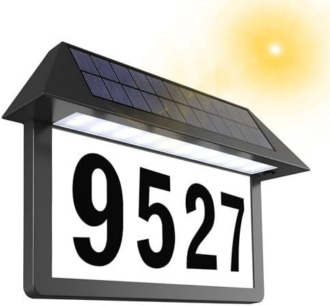 Placas de números de casa con luz solar, señal de dirección solar, placa de dirección iluminada para exteriores, impermeable, 3 modos de iluminación de colores, placa de dirección iluminada con LED