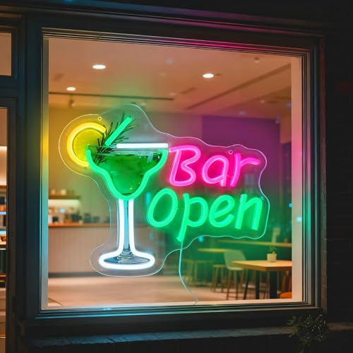 Neon Bar Sign, LED Cocktails Neon Sign Cocktail Light Up Signs for Cocktails Beer Bar Pub Club Party Man Cave Bedroom Business Window Wall Decor, USB Power & Dimmable