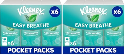 Kleenex® Easy Breathe Travel Pocket Tissues - Natural Menthol and Eucalyptus - 6 Pocket Packs (Pack of 2)